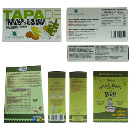 Etiquetas de los productos del pack gourmet Albura
