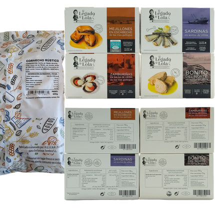 Etiquetas de conservas artesanales de la caja gourmet Cíes
