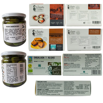 Etiquetas de conservas artesanales de la caja de regalo gourmet Descubre Galicia v2