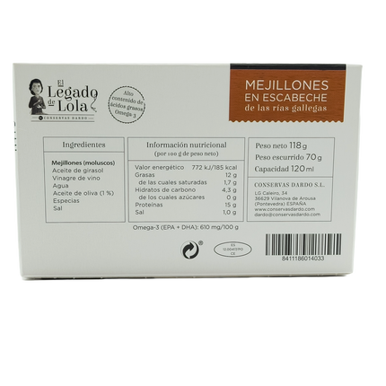 Mejillones Grandes en Escabeche 8/12