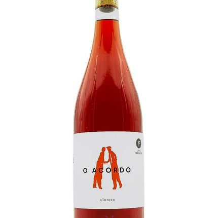 Botella de vino natural rosado, O Acordo.