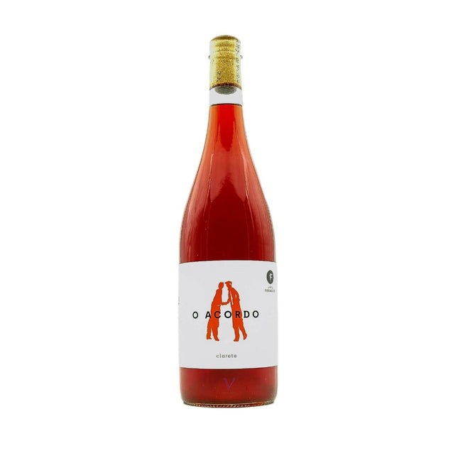 Botella de vino natural rosado, O Acordo.