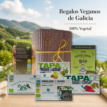 Pack Alga de VinNatura con selección vegana de algas ecológicas, tapas vegetales y galletas mariñeiras