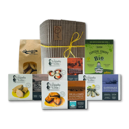 Pack Brétema de VinNatura con conservas de Galicia, dulces artesanales y galletas mariñeiras