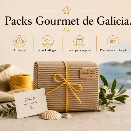 Pack gourmet VinNatura preparado para regalar con tarjeta personalizable