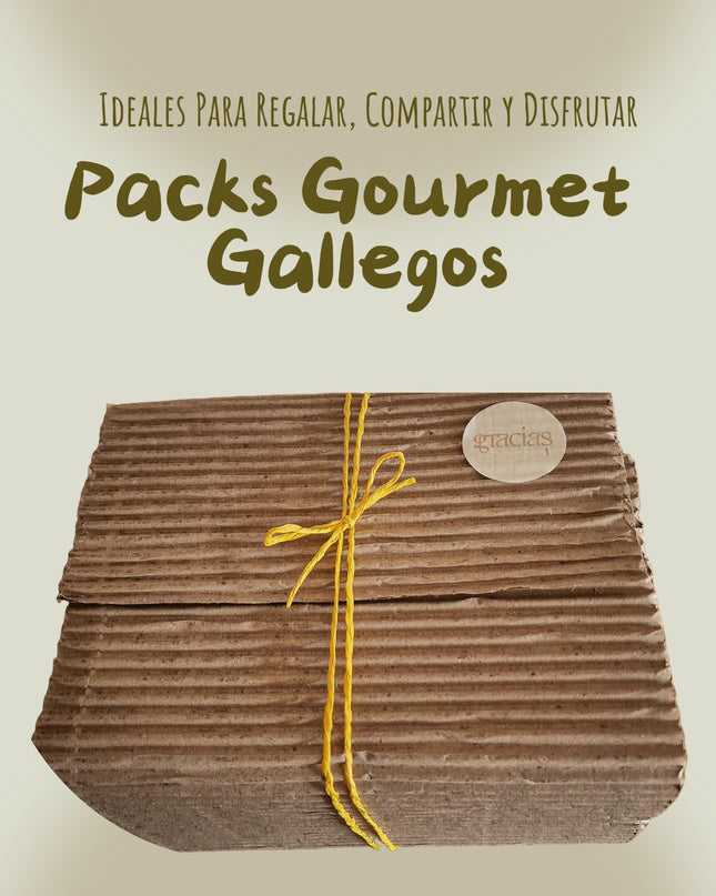 Un pack Gallego de regalo con un cordel de yute y una pegatina de gracias