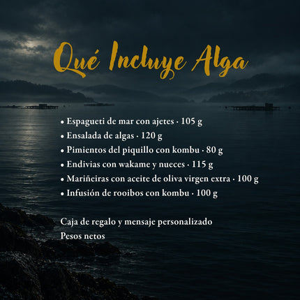 Contenido del pack vegano Alga con conservas vegetales de VinNatura