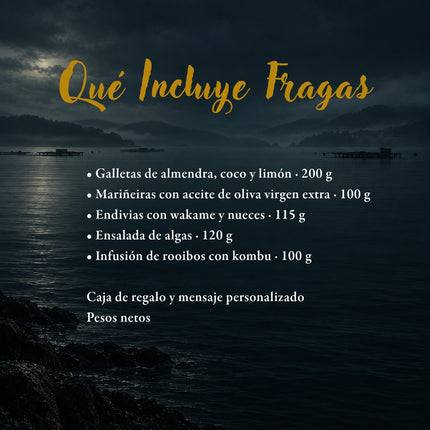 Contenido del pack vegano Fragas de VinNatura con conservas vegetales