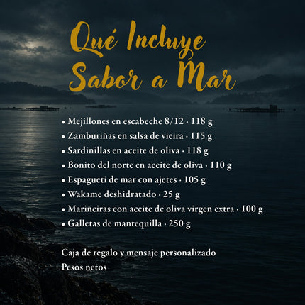 Contenido de la caja de regalo Sabor a Mar de VinNatura