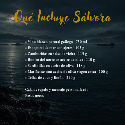 Contenido de la caja de regalo Sálvora de VinNatura