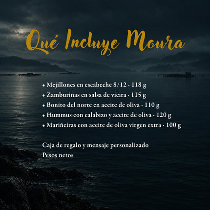 Contenido del pack Moura de VinNatura con conservas gourmet
