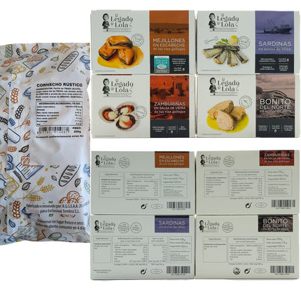 Etiquetas de conservas artesanales de la caja gourmet Rodas