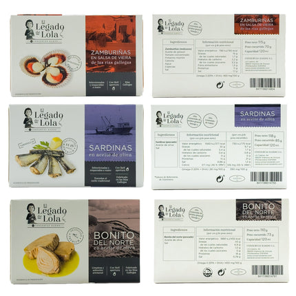 Etiquetas de conservas artesanales de la caja gourmet Sálvora