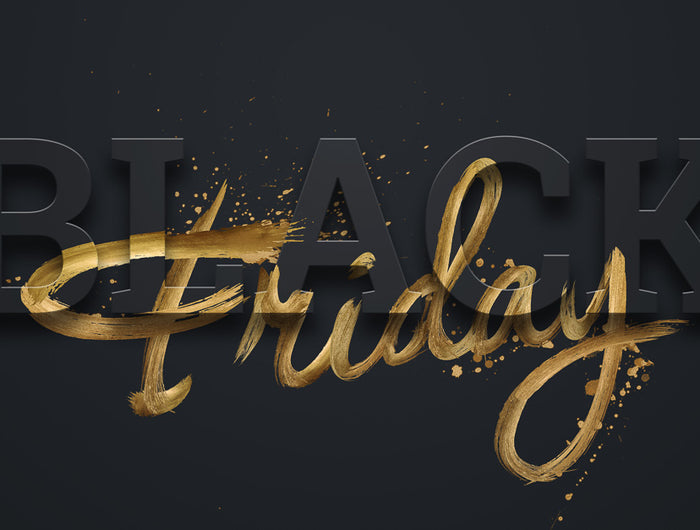 Palabras en relieve con la palabra Black en negro y Friday en dorado.